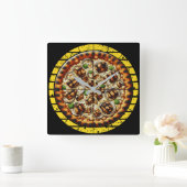 Horloge Carrée conception de pizza drôle pour les fans (Maison)