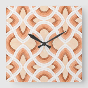 Horloge Carrée Conception de rétro-arc-en-ciel en rouille pastel
