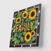 Horloge Carrée Conception de texte rustique de la famille de tour (Angle)