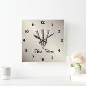 Horloge Carrée Conception des fléchettes Monogrammes (Maison)