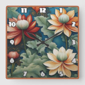 Horloge Carrée Conception dynamique de Chrysanthème (Recto)