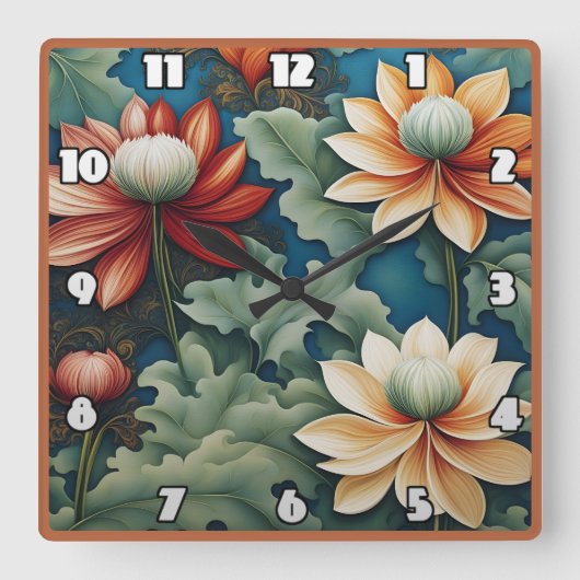 Horloge Carrée Conception dynamique de Chrysanthème (Recto)