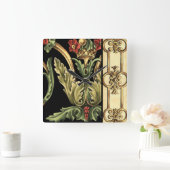 Horloge Carrée Conception florale ornementale avec les frontières (Maison)