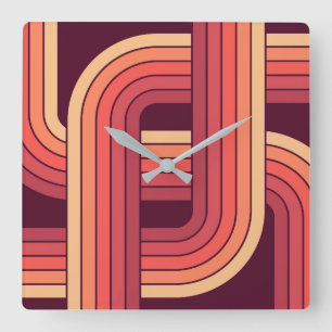 Horloge Carrée Conception géométrique de style rétro MCM années 1