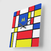 Horloge Carrée Conception géométrique inspirée par Mondrian Art A (Angle)