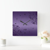 Horloge Carrée Conception Métallique Violet Acier brossé Look Car (Maison)