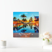 Horloge Carrée Conception Personnalisée Avec Votre Propre Texte E (Maison)