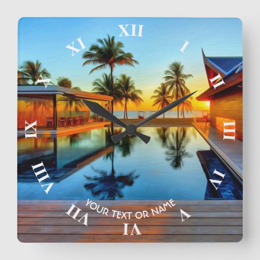 Horloge Carrée Conception Personnalisée Avec Votre Propre Texte E (Recto)