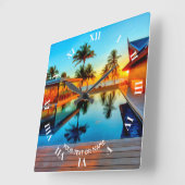 Horloge Carrée Conception Personnalisée Avec Votre Propre Texte E (Angle)