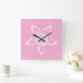Horloge Carrée Conception simple couleur rose (Maison)