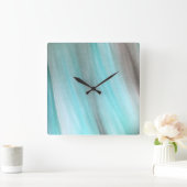 Horloge Carrée Conception Verticale turquoise Et Grise (Maison)