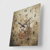 Horloge Carrée Conception vintage (Angle)