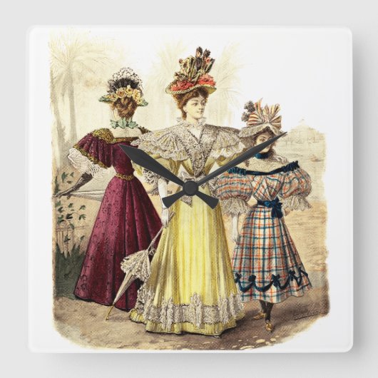 Horloge Carrée Conception Vintage Victorian Ladies (Recto)