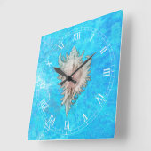 Horloge Carrée Conch Shell "Beach Life" (Angle)