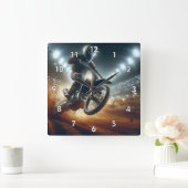 Horloge Carrée Concurrence MotoCross très Cool Rendu numérique (Maison)