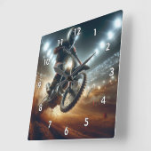 Horloge Carrée Concurrence MotoCross très Cool Rendu numérique (Angle)