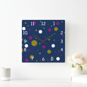 Horloge Carrée Confetti chromatique