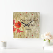 Horloge Carrée Confiance dans le Seigneur Bible Verse (Maison)