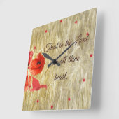 Horloge Carrée Confiance dans le Seigneur Bible Verse (Angle)