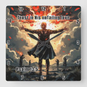 Horloge Carrée Confiance dans son amour indéfectible Psaume 13:5 (Recto)