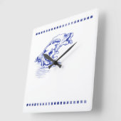 Horloge Carrée Confort de serviette Kitty Chat Toile de toilette (Angle)