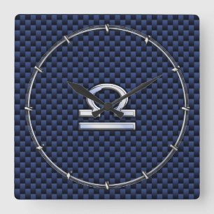 Horloge Carrée Connexion Bibliothèque moderne à la Navy Blue Carb