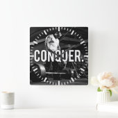 Horloge Carrée CONQUER - "Construction du corps" Exercice Motivat (Maison)