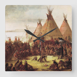 Horloge Carrée Conseil de guerre sioux George Catlin vers 1850