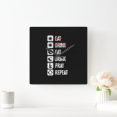 Horloge Carrée Consommer Boire Pray Répéter - Mode Activé (Maison)