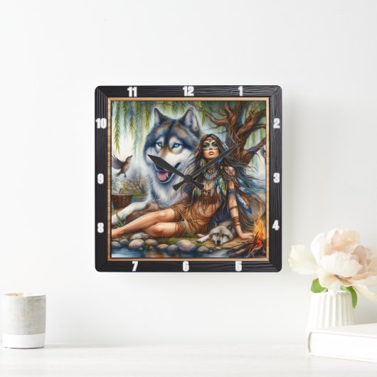 Horloge Carrée Conte Twilight natif : Veille douce Calme (Maison)