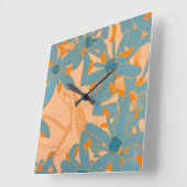 Horloge Carrée Contemporary Leaf Design in Peach (Angle)