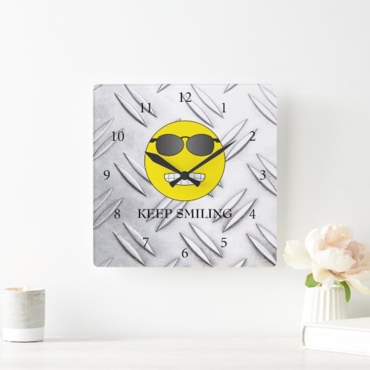 Horloge Carrée Continuez à sourire (Maison)