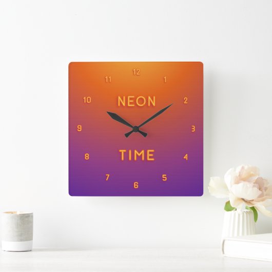 Horloge Carrée Cool À L'Air Simulé Neon Numéroté (Maison)