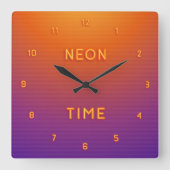 Horloge Carrée Cool À L'Air Simulé Neon Numéroté (Recto)