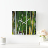 Horloge Carrée Cool Beau Bambou Grove Vert Jaune & Gris (Maison)