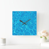 Horloge Carrée Cool Bleu Piscine Eau Aquatique (Maison)