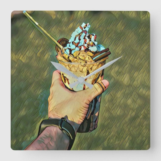 Horloge Carrée Cool cold freezing ice cream (Recto)