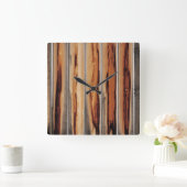 Horloge Carrée Cool de texture de clôture en bois unique (Maison)