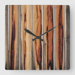 Horloge Carrée Cool de texture de clôture en bois unique