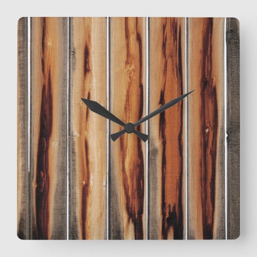 Horloge Carrée Cool de texture de clôture en bois unique (Recto)