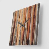 Horloge Carrée Cool de texture de clôture en bois unique (Angle)