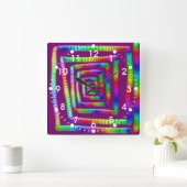 Horloge Carrée Cool Funky Rainbow Maze Rolling Marbles Design (Maison)