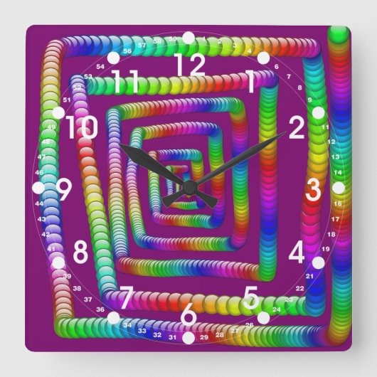 Horloge Carrée Cool Funky Rainbow Maze Rolling Marbles Design (Recto)