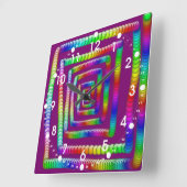 Horloge Carrée Cool Funky Rainbow Maze Rolling Marbles Design (Angle)