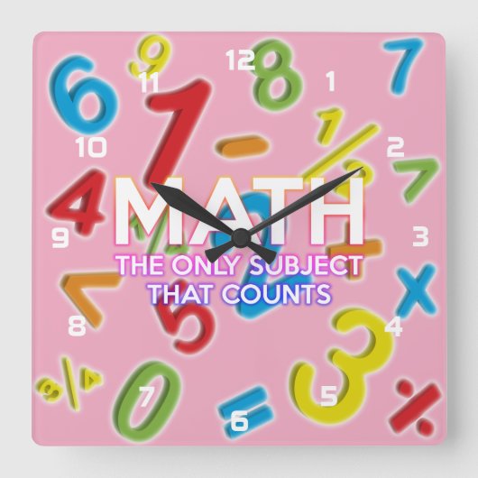 Horloge Carrée Cool Funny Math Citation Moderne Fille Rose (Recto)