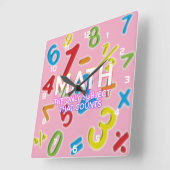 Horloge Carrée Cool Funny Math Citation Moderne Fille Rose (Angle)