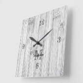 Horloge Carrée Cool gris imprimé bois de bambou Monogramme (Angle)