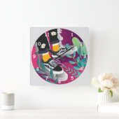 Horloge Carrée Cool Kid avec chaussures de tennis juste Chilling (Maison)