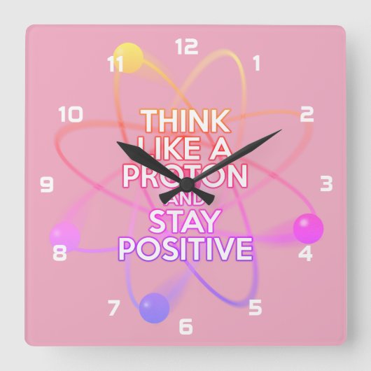 Horloge Carrée Cool moderne science positive Citation Girly rose (Recto)