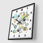 Horloge Carrée Cool Outer Space Astronauts et Rocket Pattern (Angle)